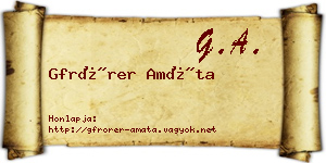Gfrörer Amáta névjegykártya